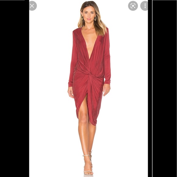 Young Fabulous & Broke Dresses & Skirts - YOUNG FABULOUS & BROKE ADELE TWIST FRONT MIDI DRESS IN WINE SIZE SMALL EUC